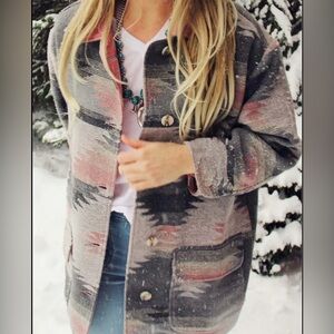OTT Barn & Chore Coat in Pink and Grey Aztec Size Small/Medium